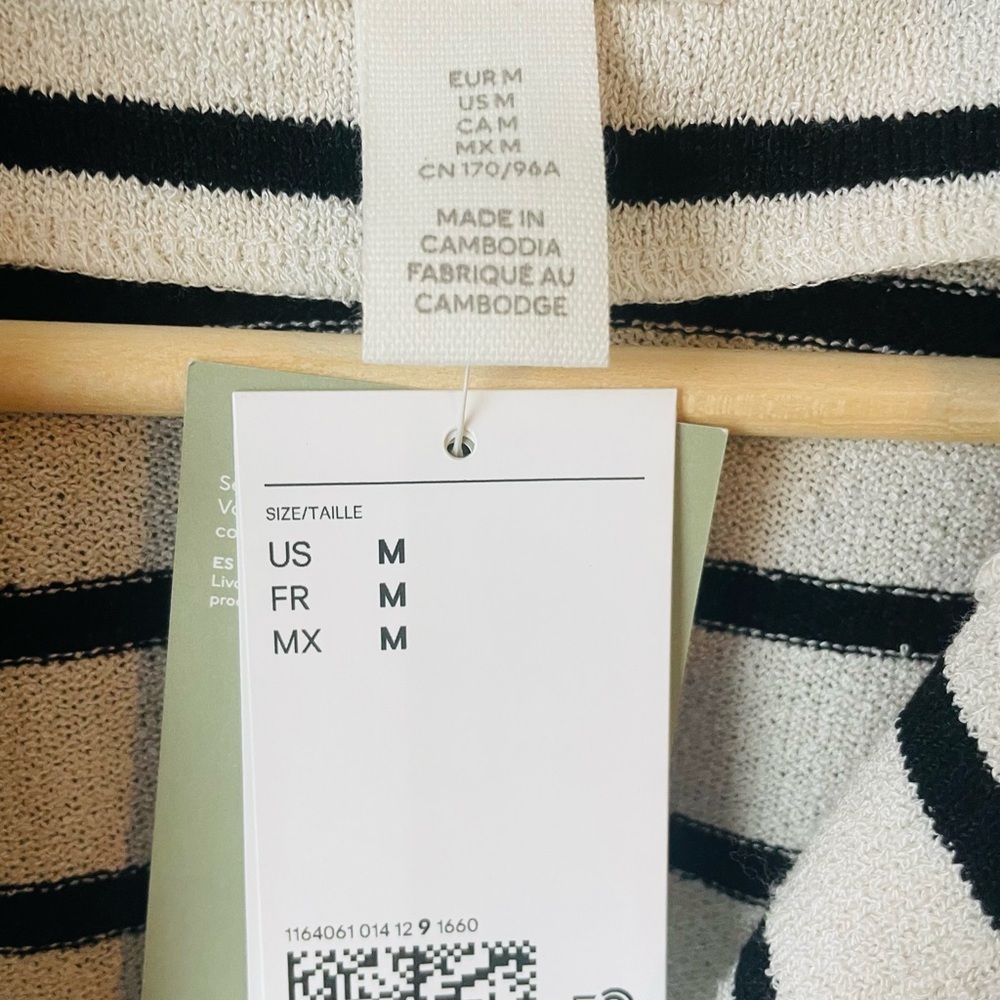 H&M Black and White Striped Polo NWT - Picture 4 of 6